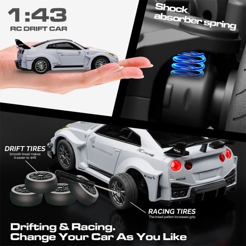 Hstar D43-01 RTR RC Drift Car – 1/43 Scale 4WD Mini Drift RC Car - White